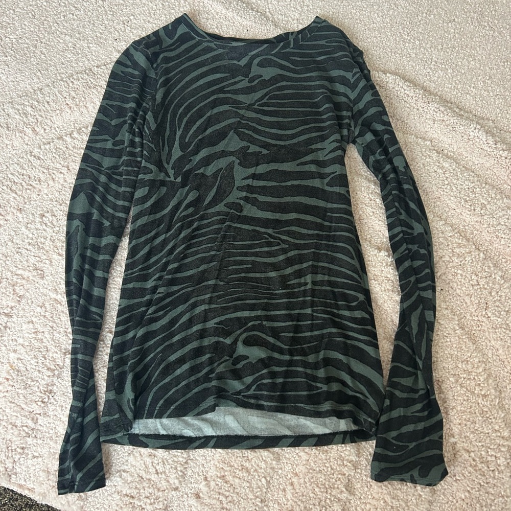 Express Fitted Zebra Print Long Sleeve, Size Small - image 1